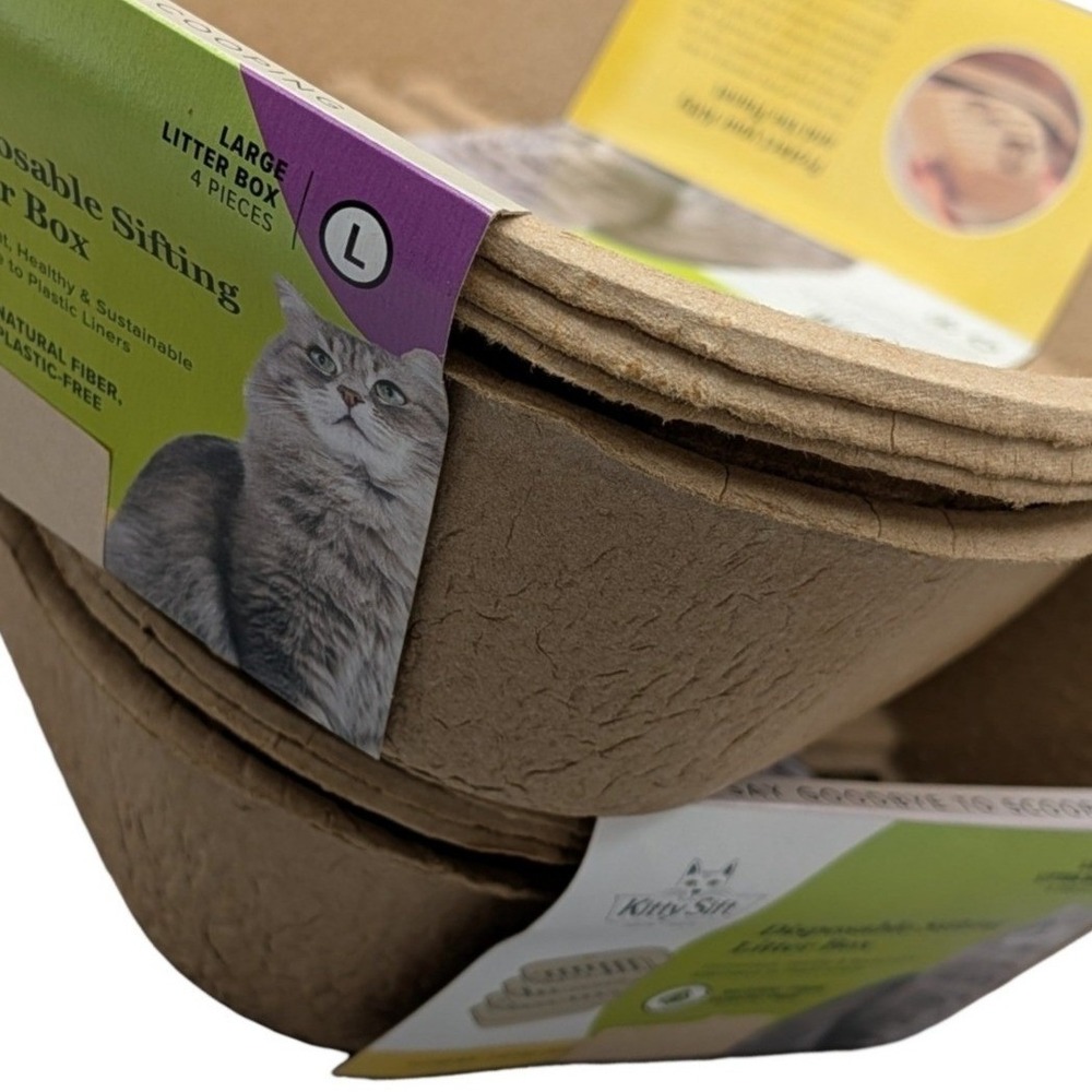 2‎ large 4 piece Sets Kitty Sift Disposable Litter Box Kits Eco Friendly